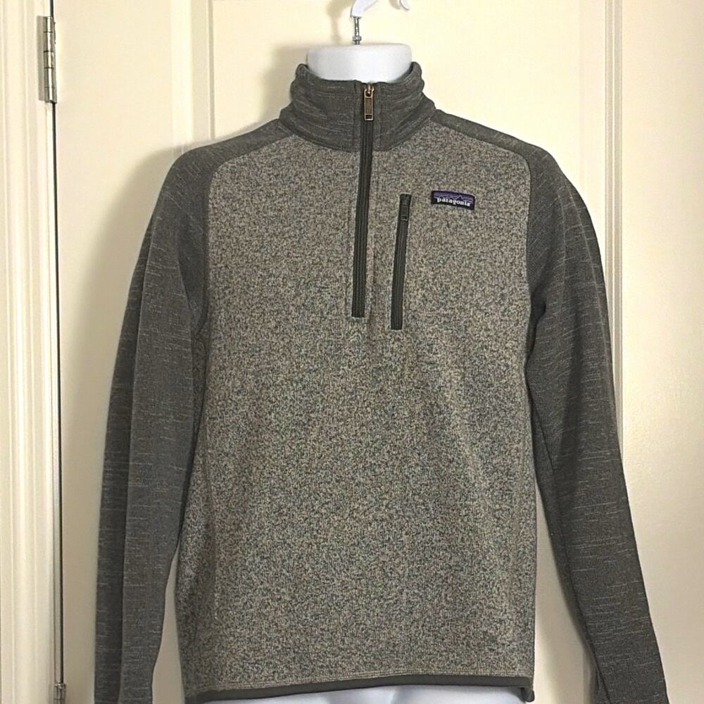 Patagonia Heather Gray 1/4 Zip Mock Neck Fleece Pullover Sweatshirt Men S